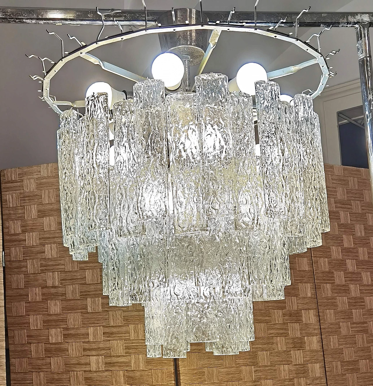 Lampadario in vetro soffiato di Murano di Toni Zuccheri, anni '70 10