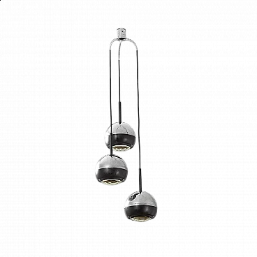 Metal and glass 1236 chandelier by Stilnovo, 1960s