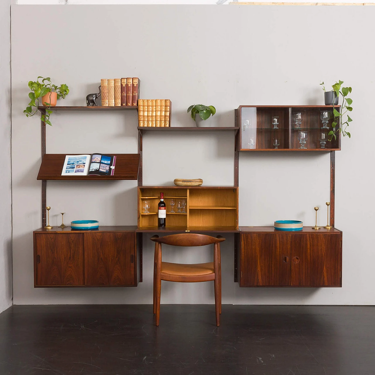 Three-bay rosewood bookcase by Hansen & Guldborg, 1960s 1