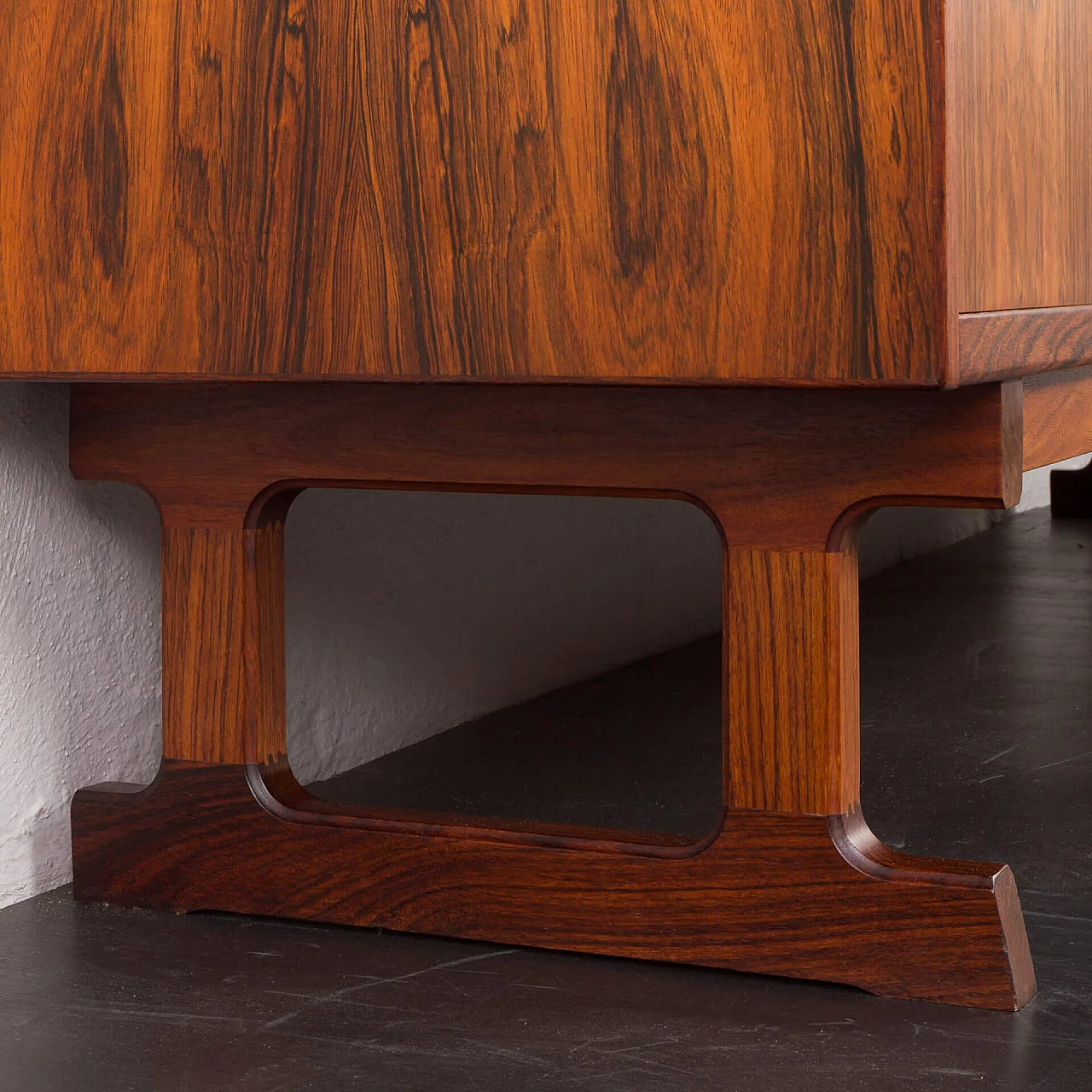 Danish rosewood sideboard with black leather details, 1960s 11