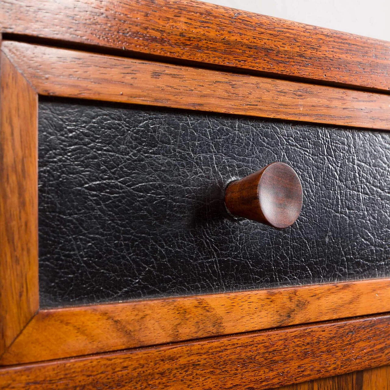 Danish rosewood sideboard with black leather details, 1960s 13