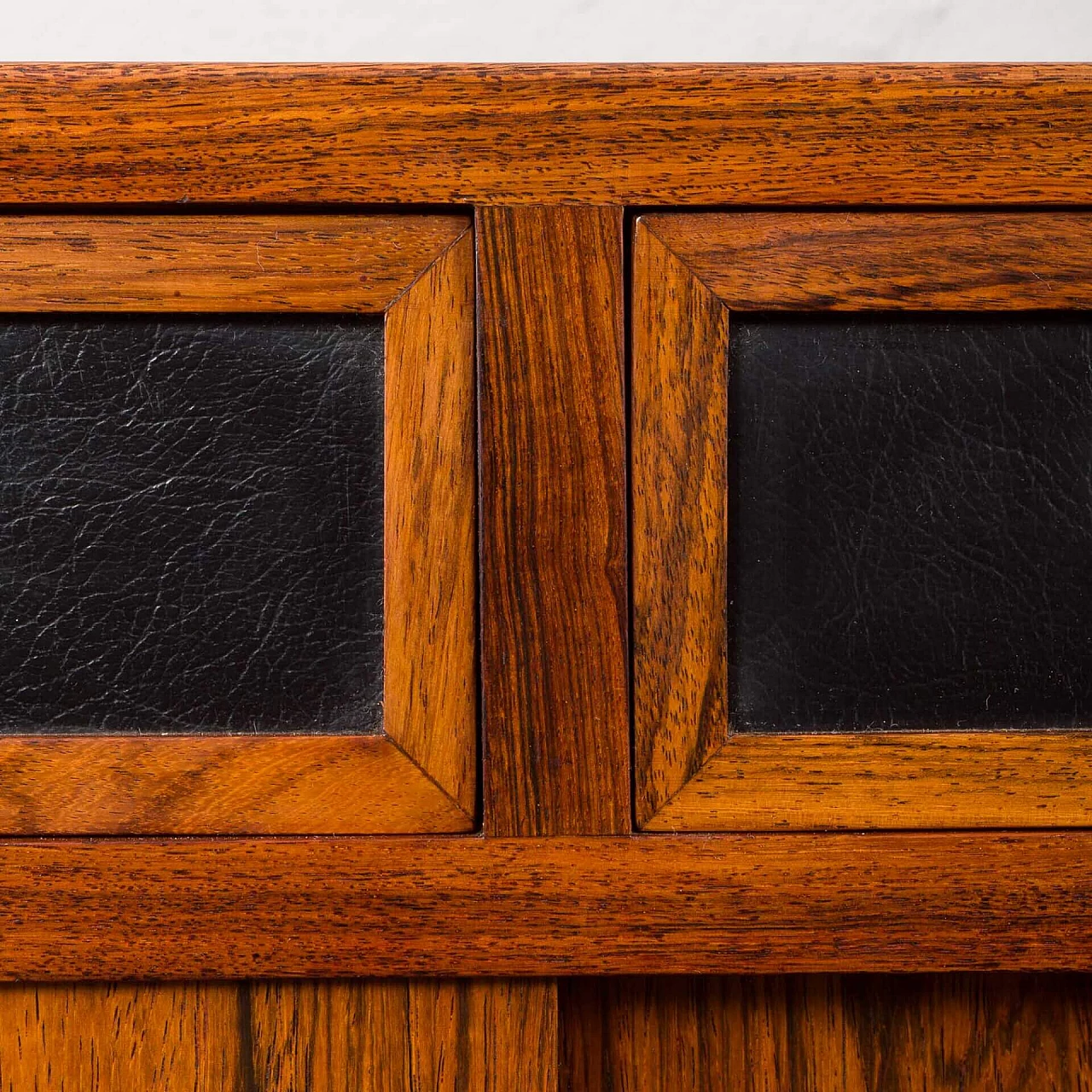 Danish rosewood sideboard with black leather details, 1960s 14