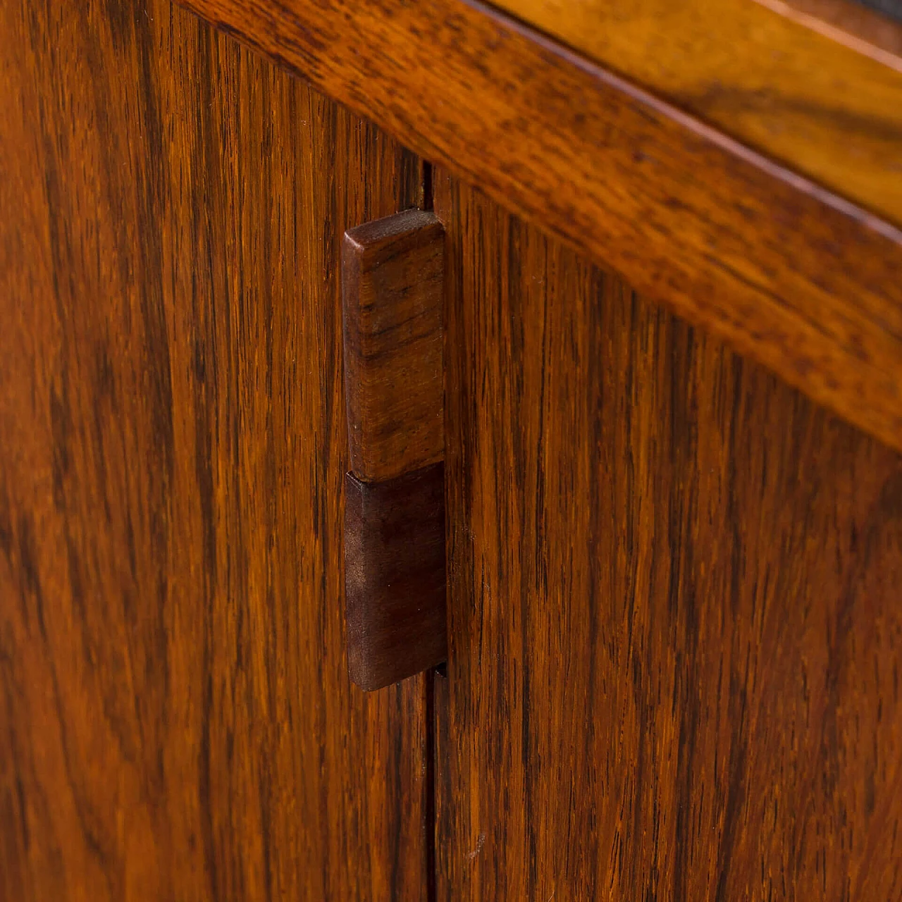 Danish rosewood sideboard with black leather details, 1960s 15