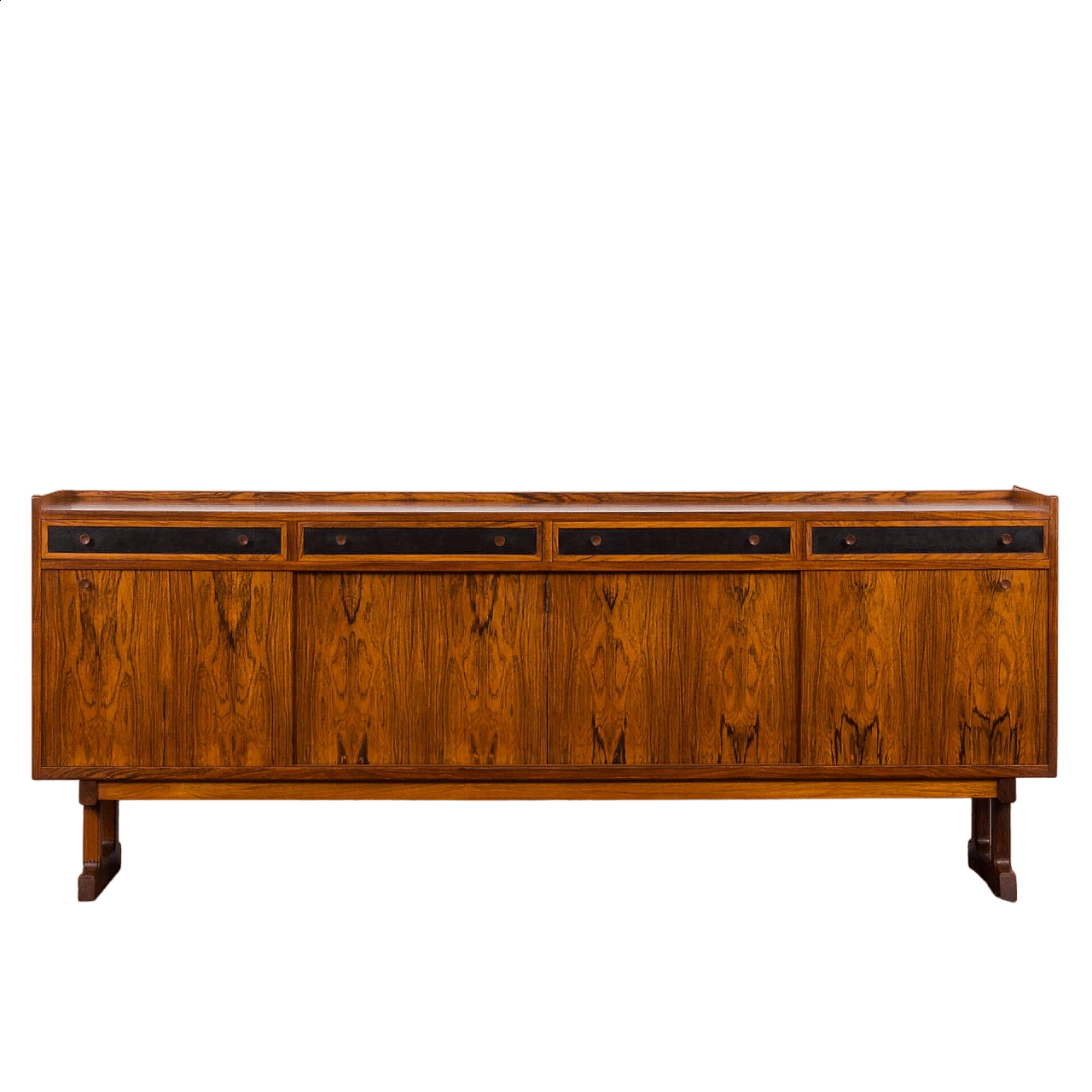 Danish rosewood sideboard with black leather details, 1960s 21