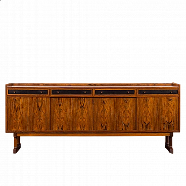 Danish rosewood sideboard with black leather details, 1960s