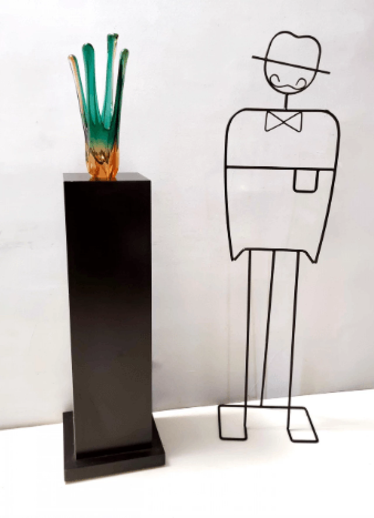 Vaso centrotavola in vetro di Murano verde e ambrato, anni '60 4