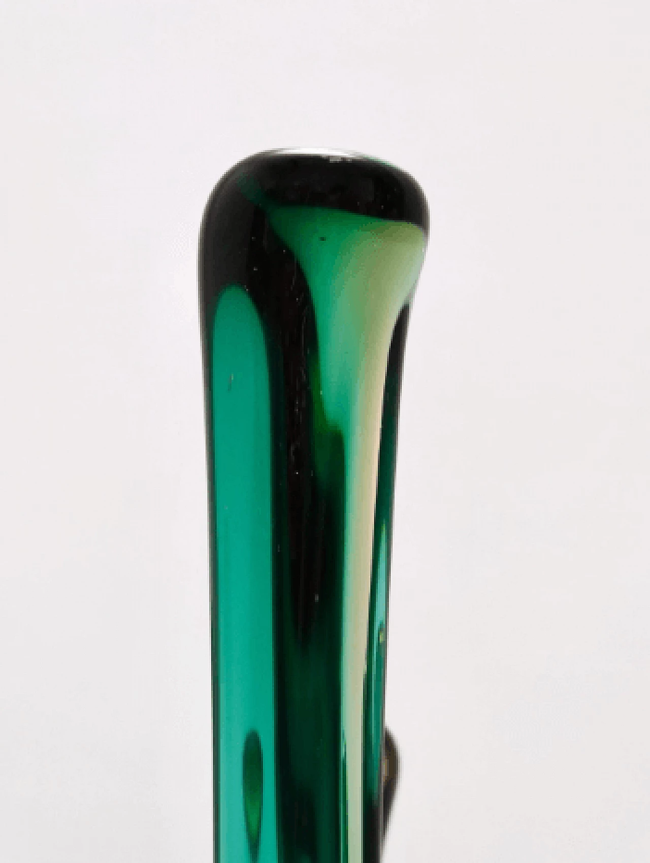 Vaso centrotavola in vetro di Murano verde e ambrato, anni '60 10