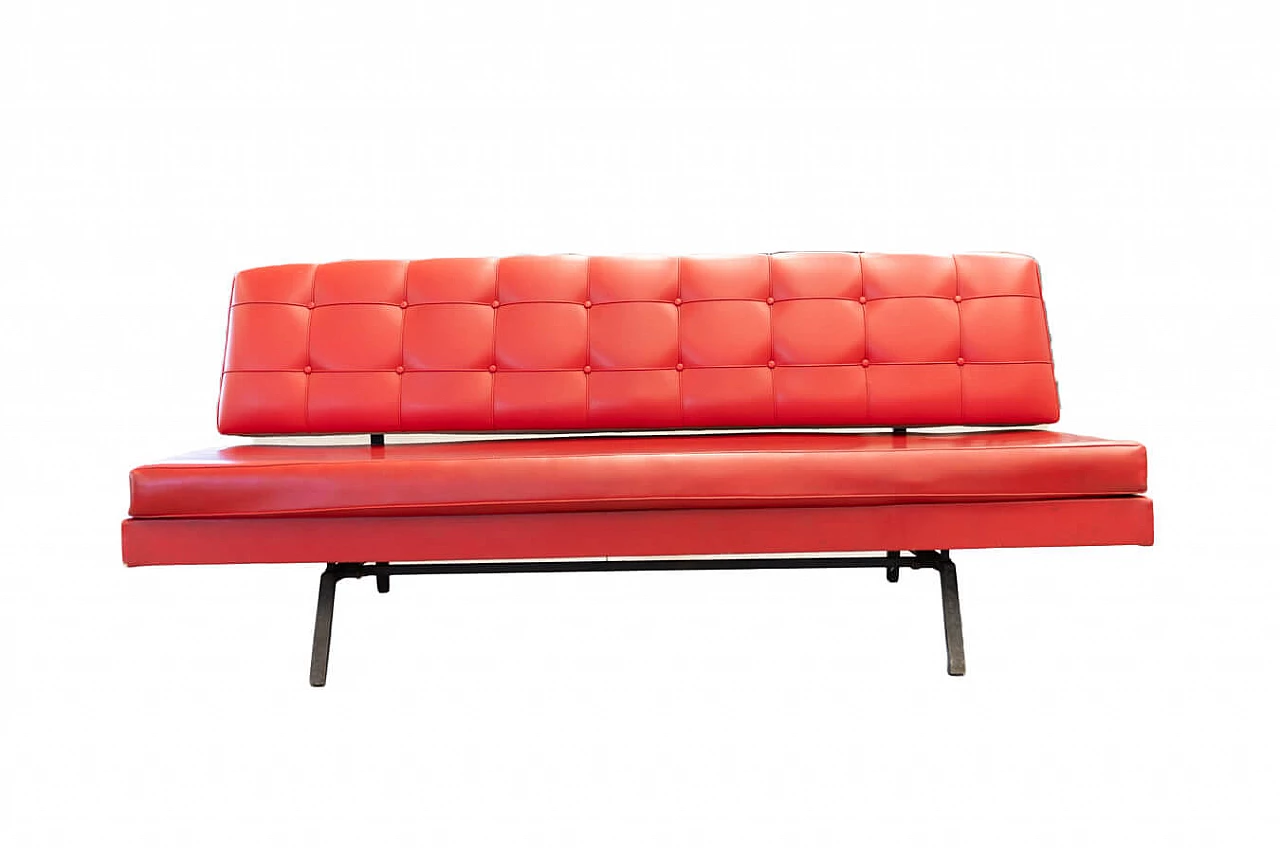 Divano Letto anni ‘70 pelle rossa Pirelli 1379147