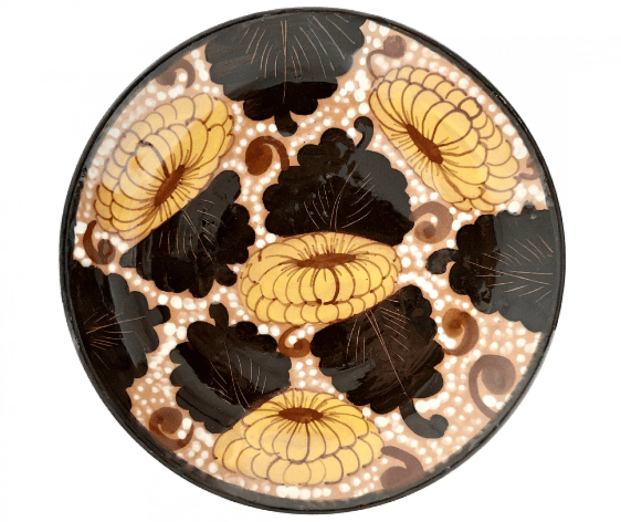 Glazed and painted terracotta decorative plate, 1920s 1