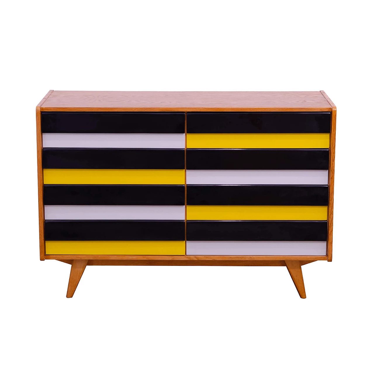 U-458 beech and plywood chest of drawers by Jiri Jiroutek for Interier Praha, 1960s 1