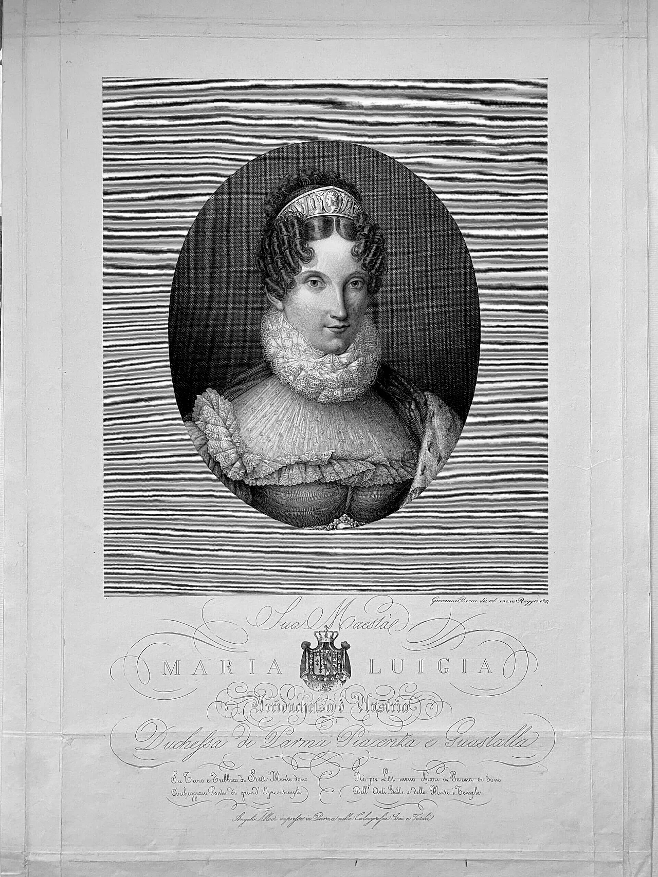 Count Giovanni Rocca, Her Majesty Marie Louise, burin, 1827 1