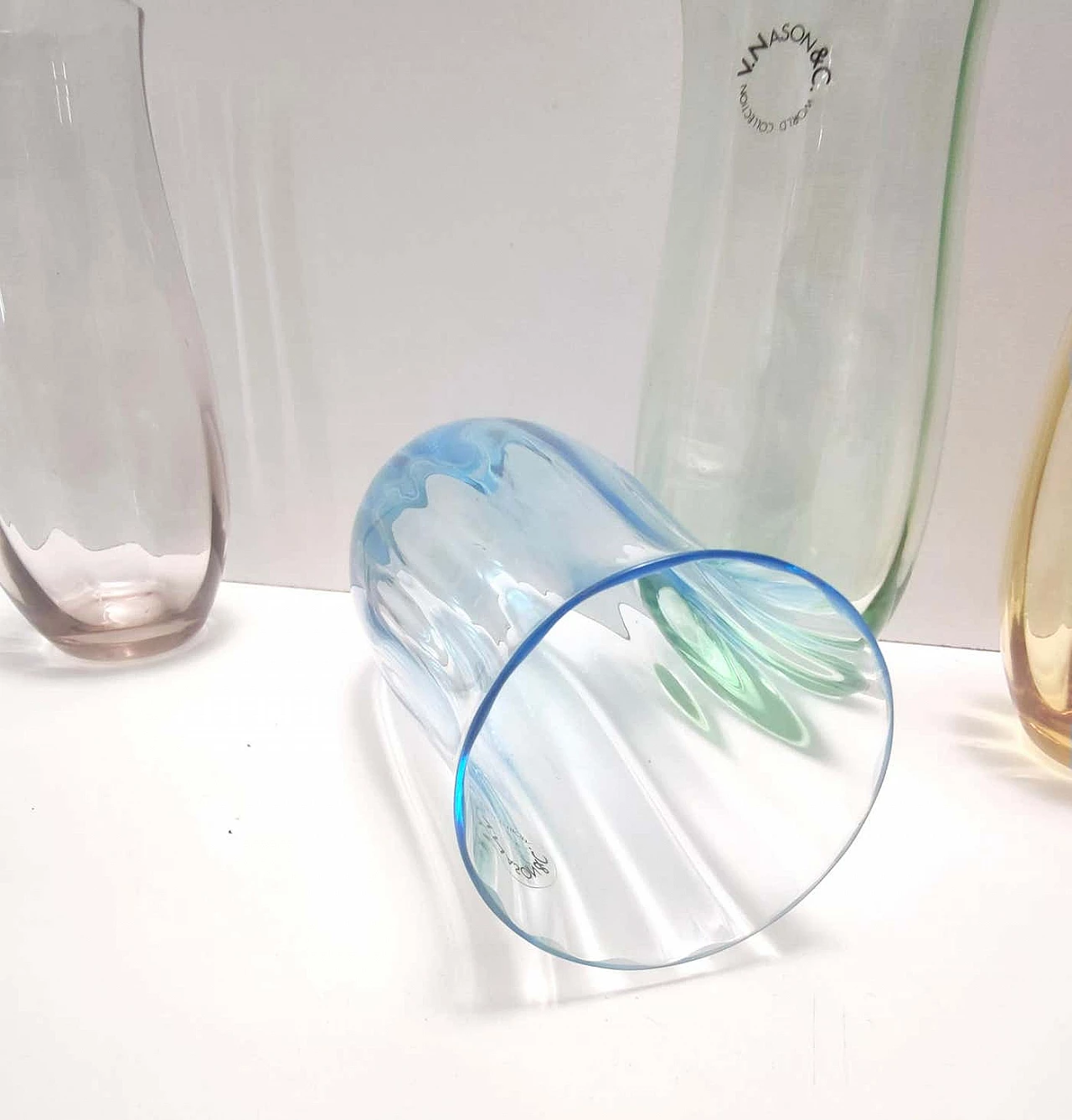 6 Multicoloured Murano glass beakers by Vincenzo Nason, 1990s 1