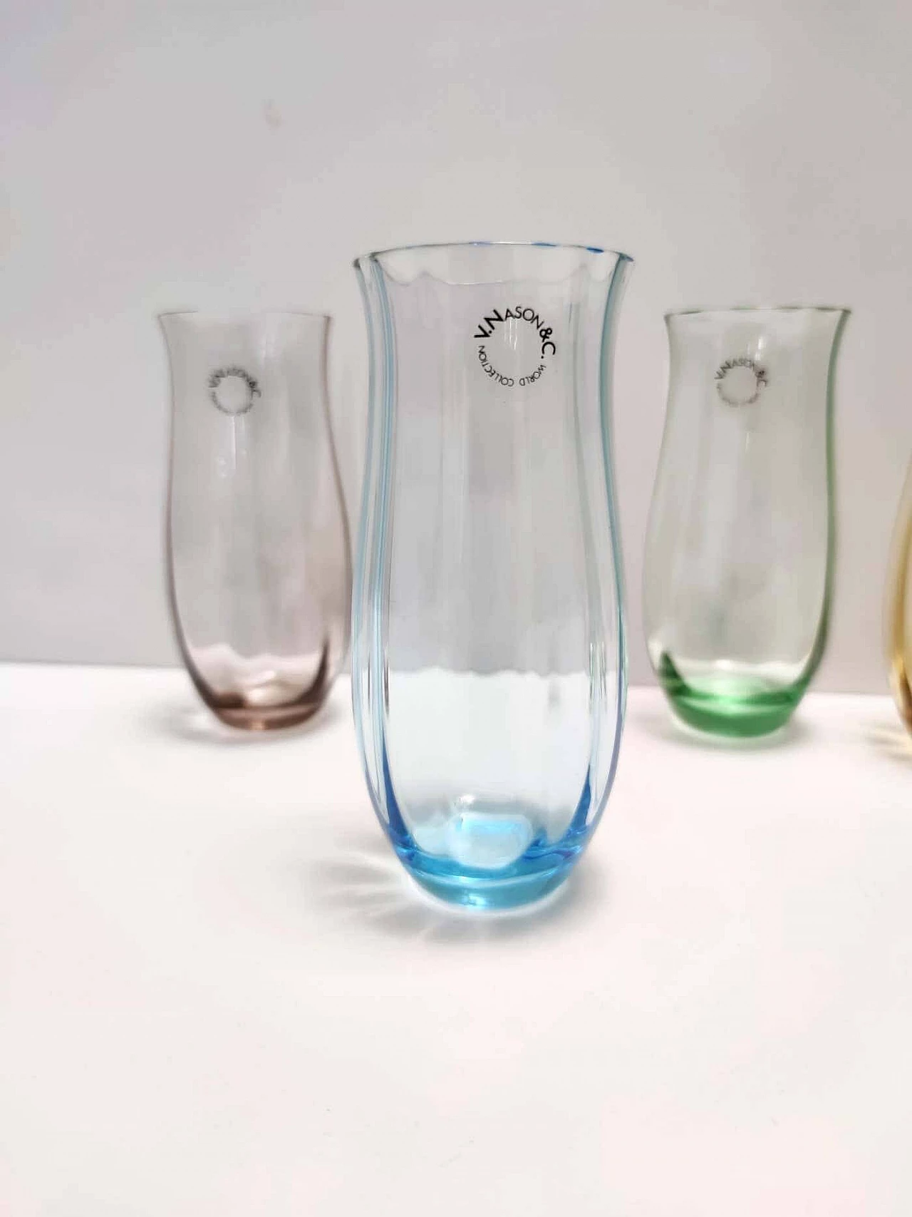 6 Bicchieri in vetro di Murano multicolore di Vincenzo Nason, anni '90 3