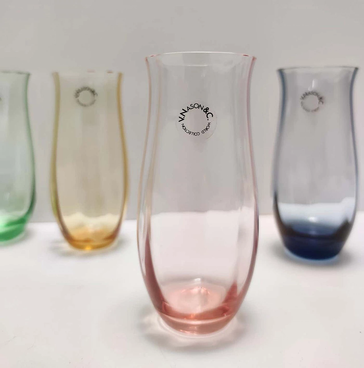 6 Multicoloured Murano glass beakers by Vincenzo Nason, 1990s 6