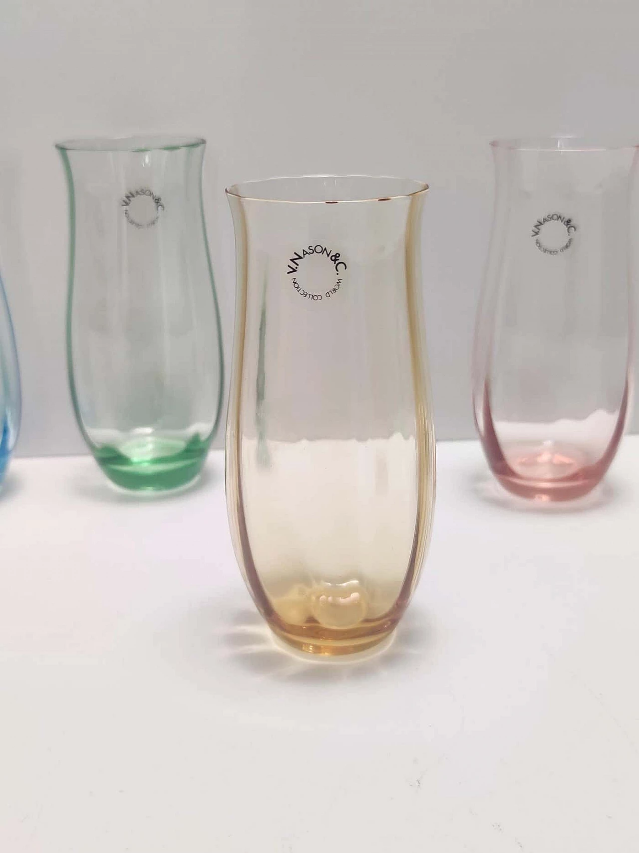 6 Bicchieri in vetro di Murano multicolore di Vincenzo Nason, anni '90 9