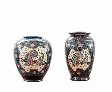 Pair of Japanese polychrome porcelain vases, 19th century