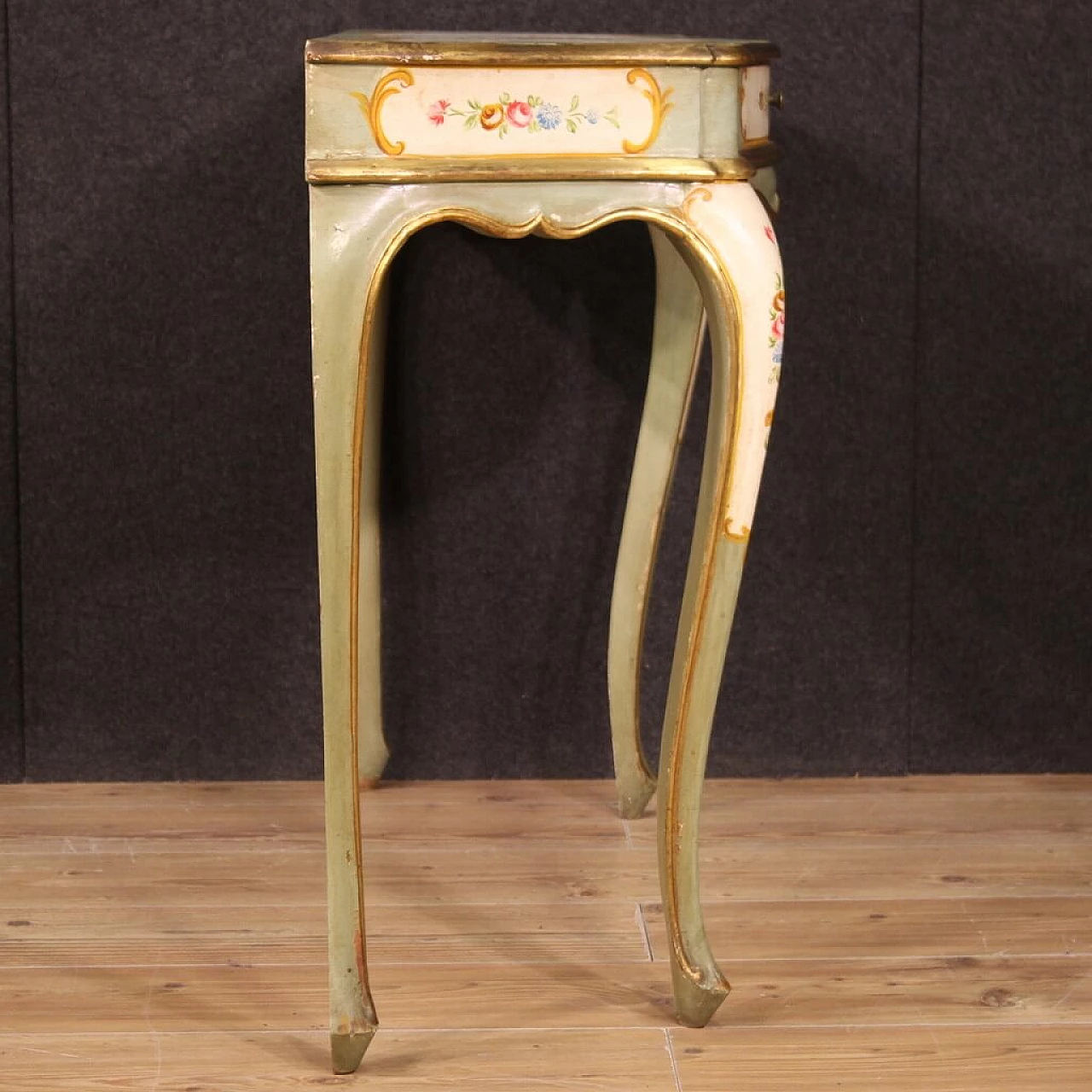Venetian lacquered, gilded and painted wood console, 1970s 6