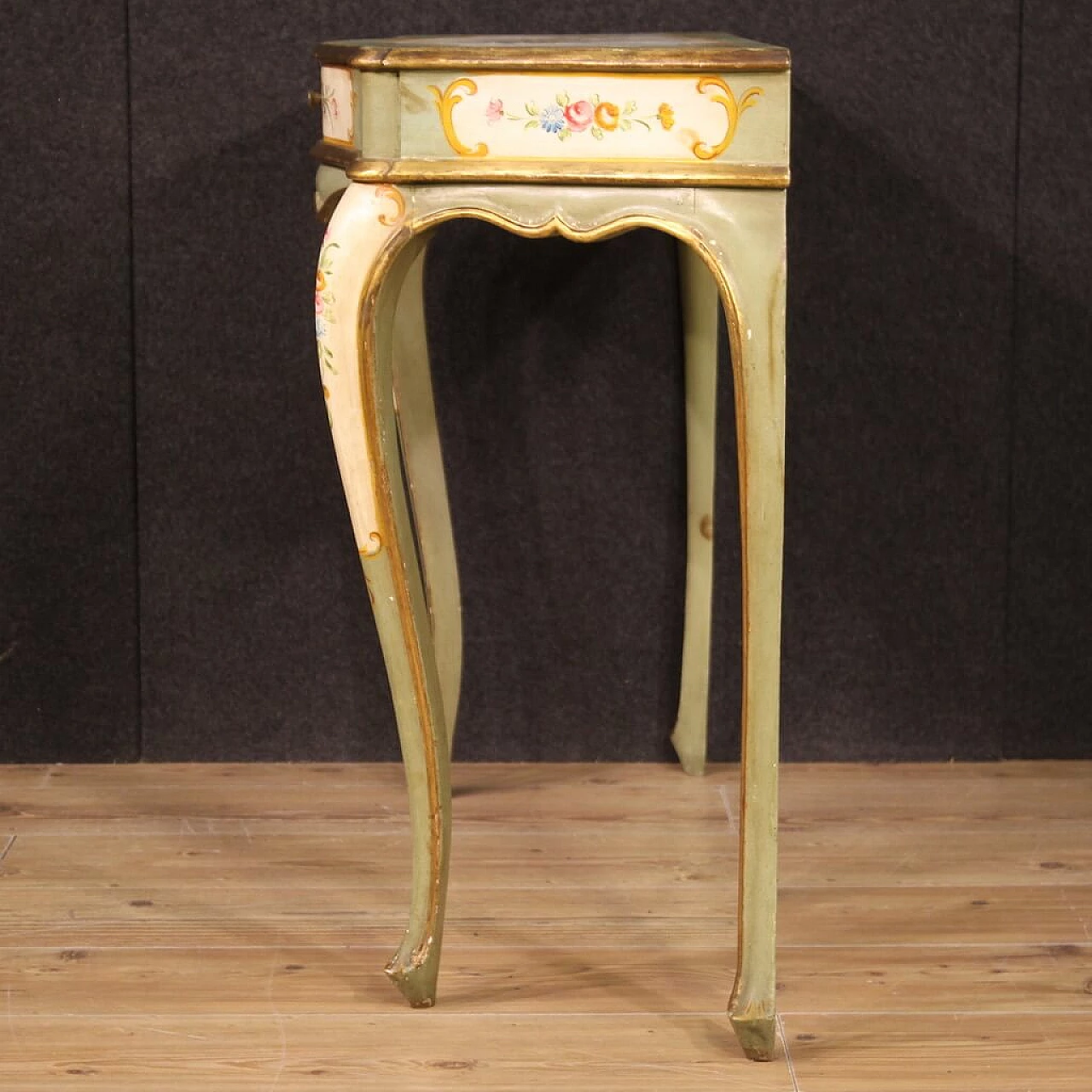 Venetian lacquered, gilded and painted wood console, 1970s 11