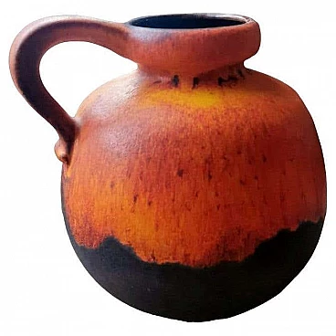 Caraffa in ceramica lava grassa con manico, anni '60