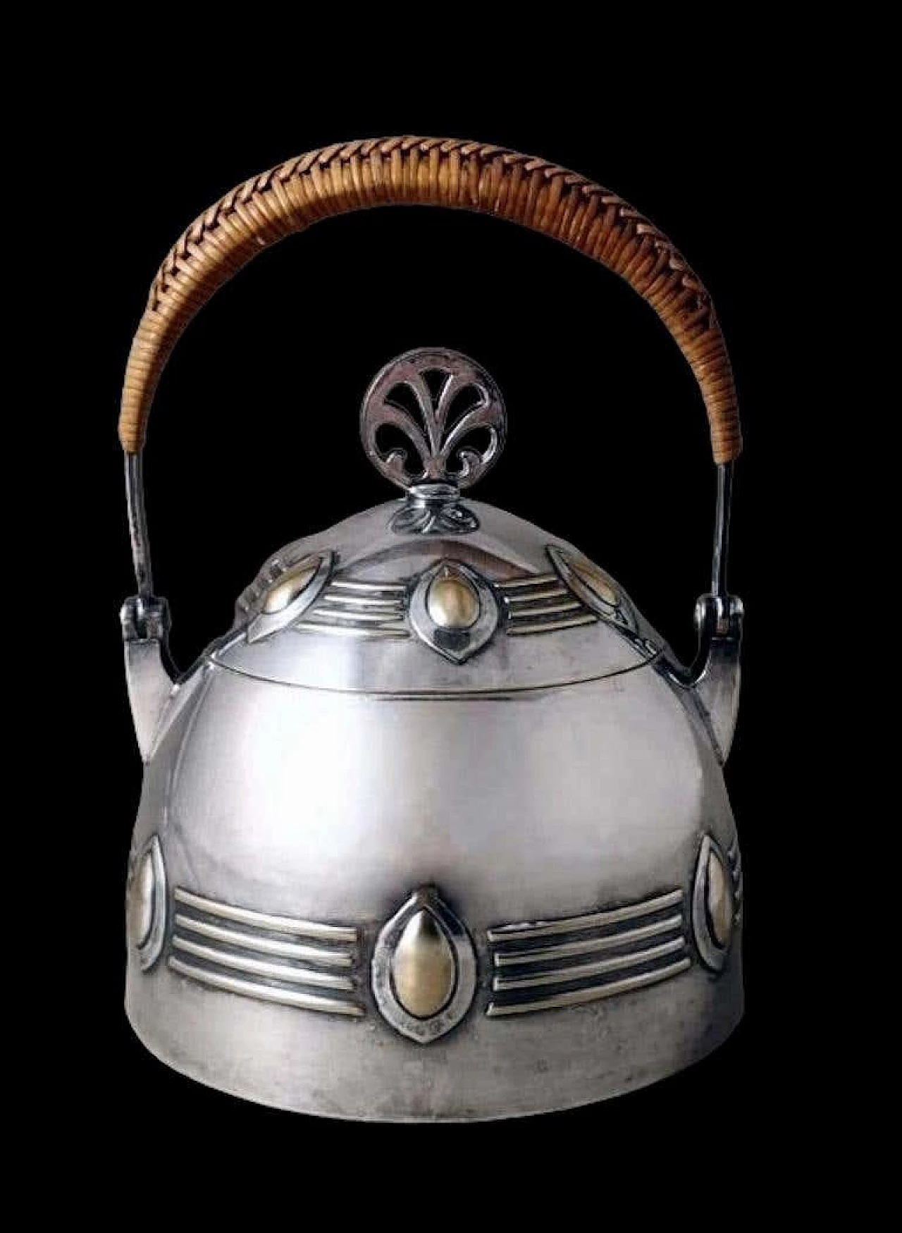 Silver-plated metal sugar bowl with raffia handle by WMF, early 20th century 2