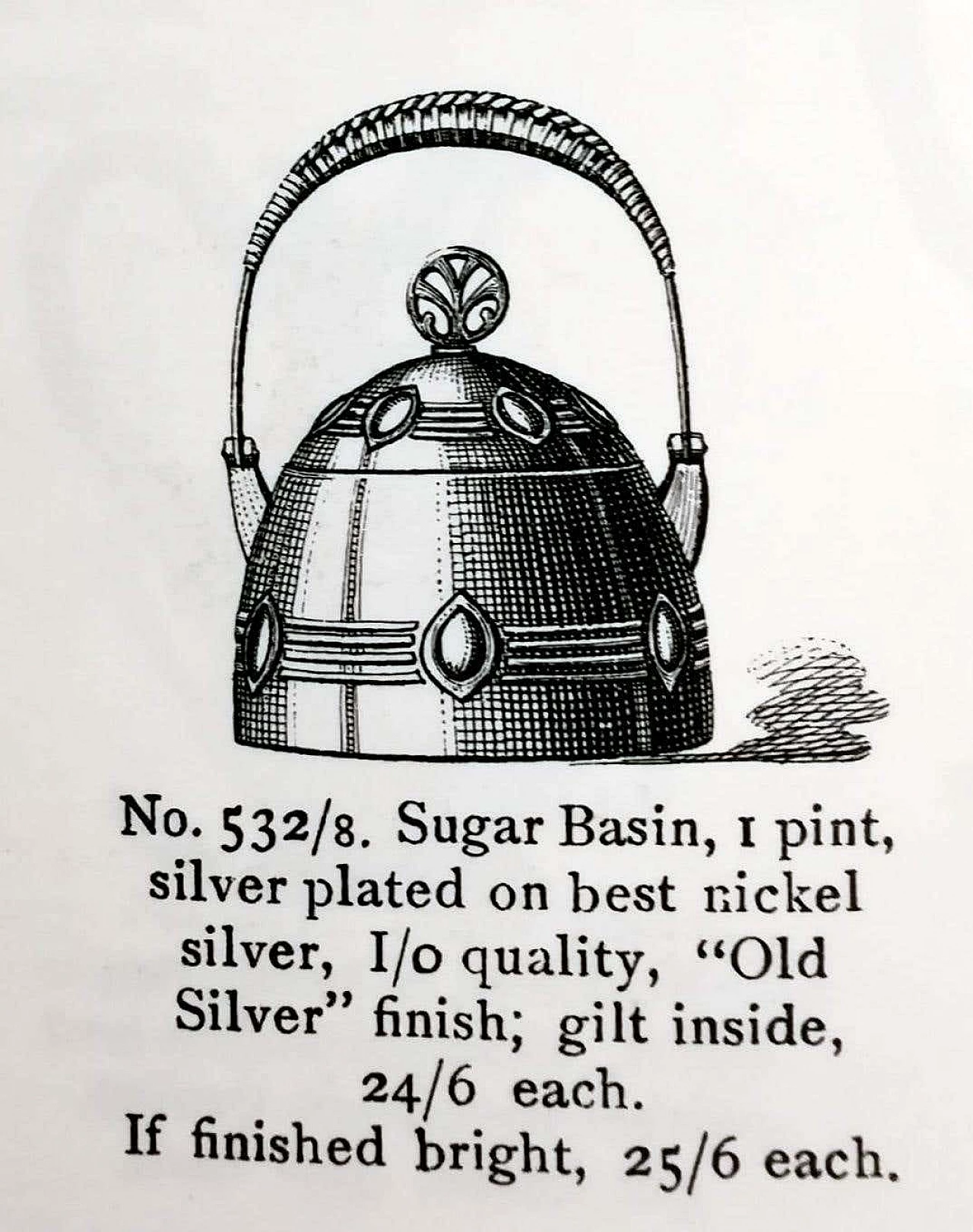Zuccheriera in metallo argentato con manico in rafia di WMF, inizio '900 17