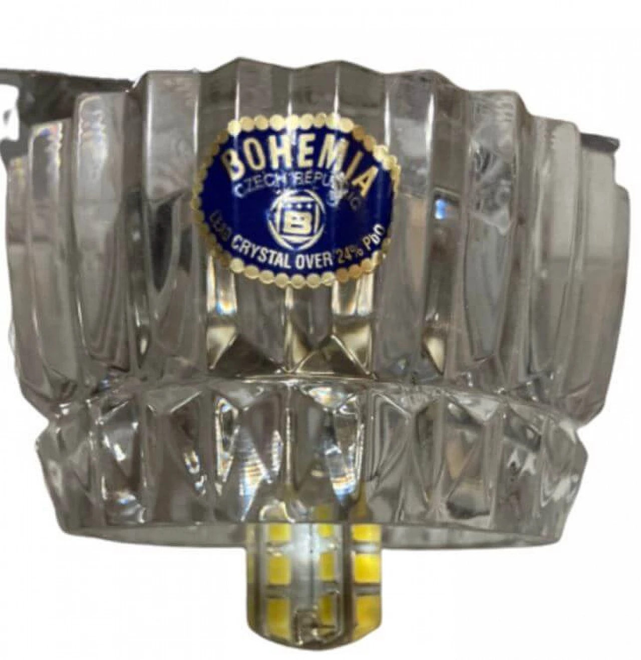 Lampadario in metallo cromato e cristallo di Boemia, anni '90 3