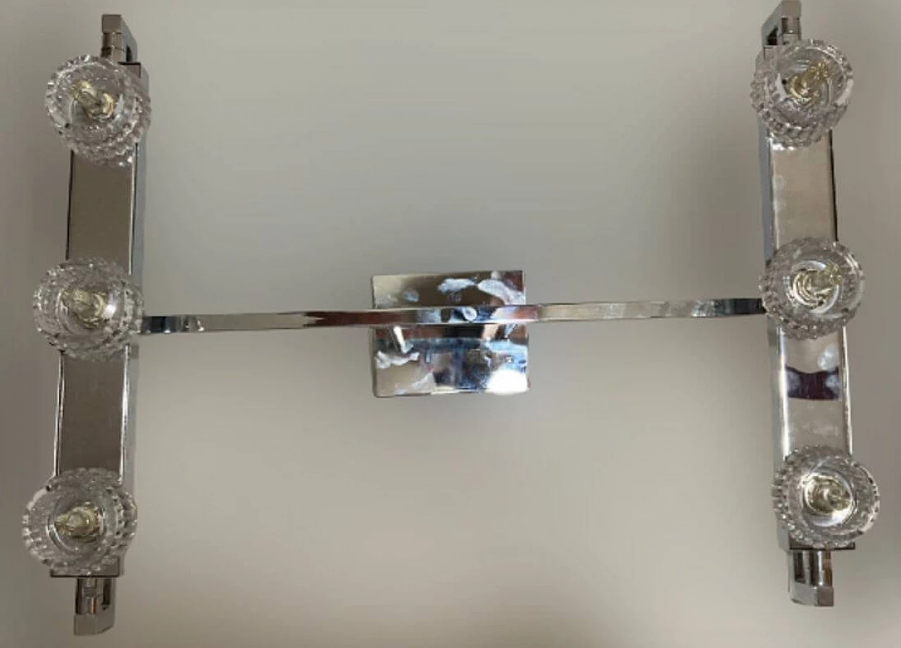 Lampadario in metallo cromato e cristallo di Boemia, anni '90 4