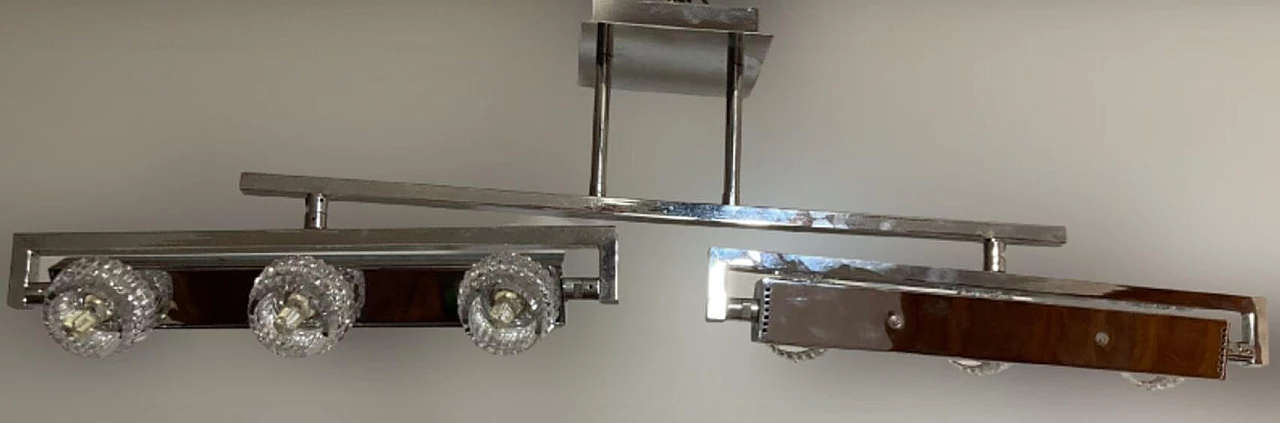 Lampadario in metallo cromato e cristallo di Boemia, anni '90 5