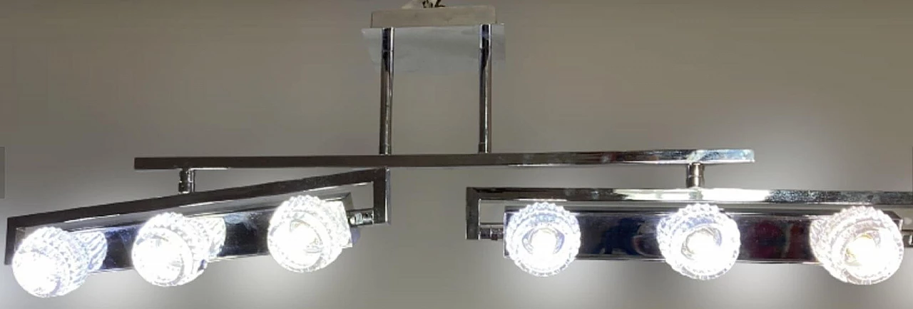 Lampadario in metallo cromato e cristallo di Boemia, anni '90 9