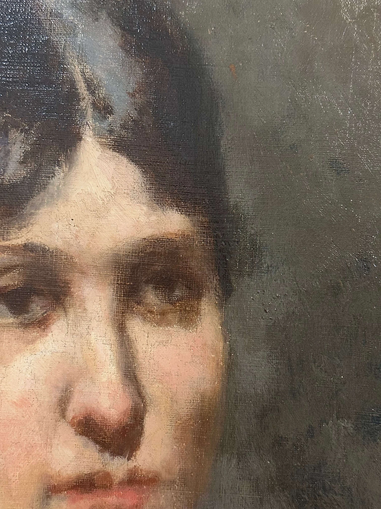 Uberto Dell'Orto, female portrait, oil painting on canvas, 19th century 3