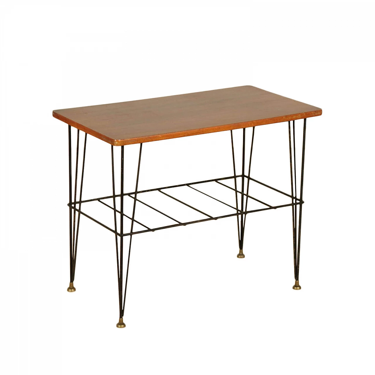 Coffee table with metal base and wooden top, 1960s 1