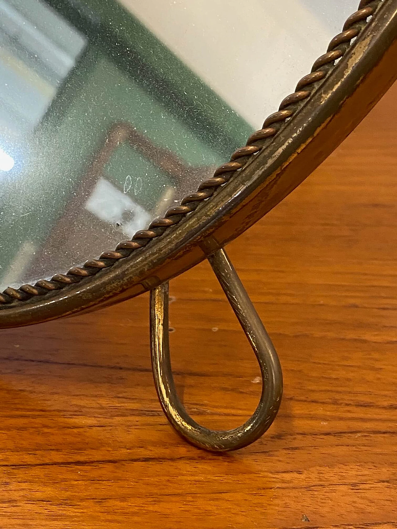 Specchio da tavolo in ottone, anni '50 2