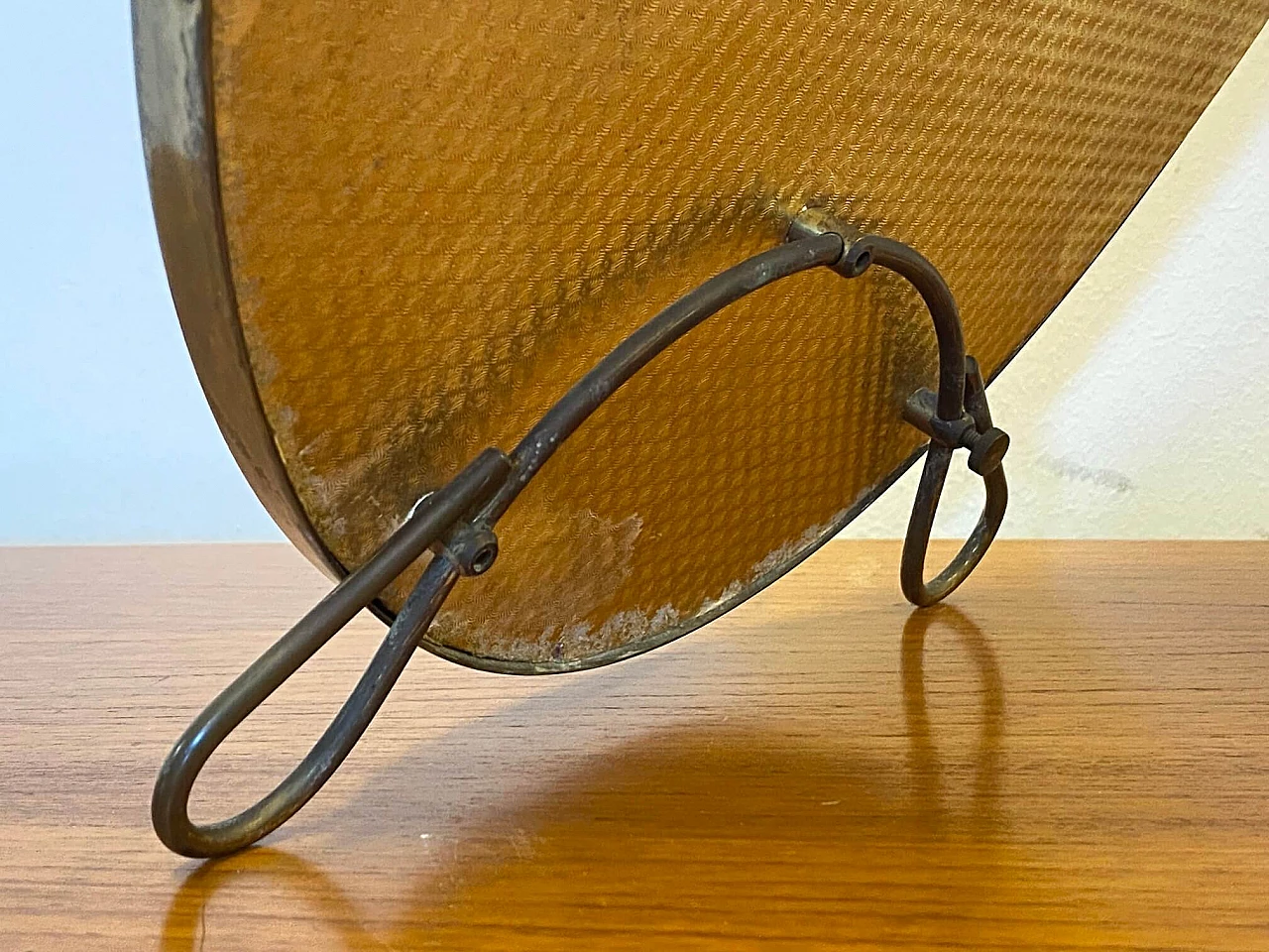 Specchio da tavolo in ottone, anni '50 5