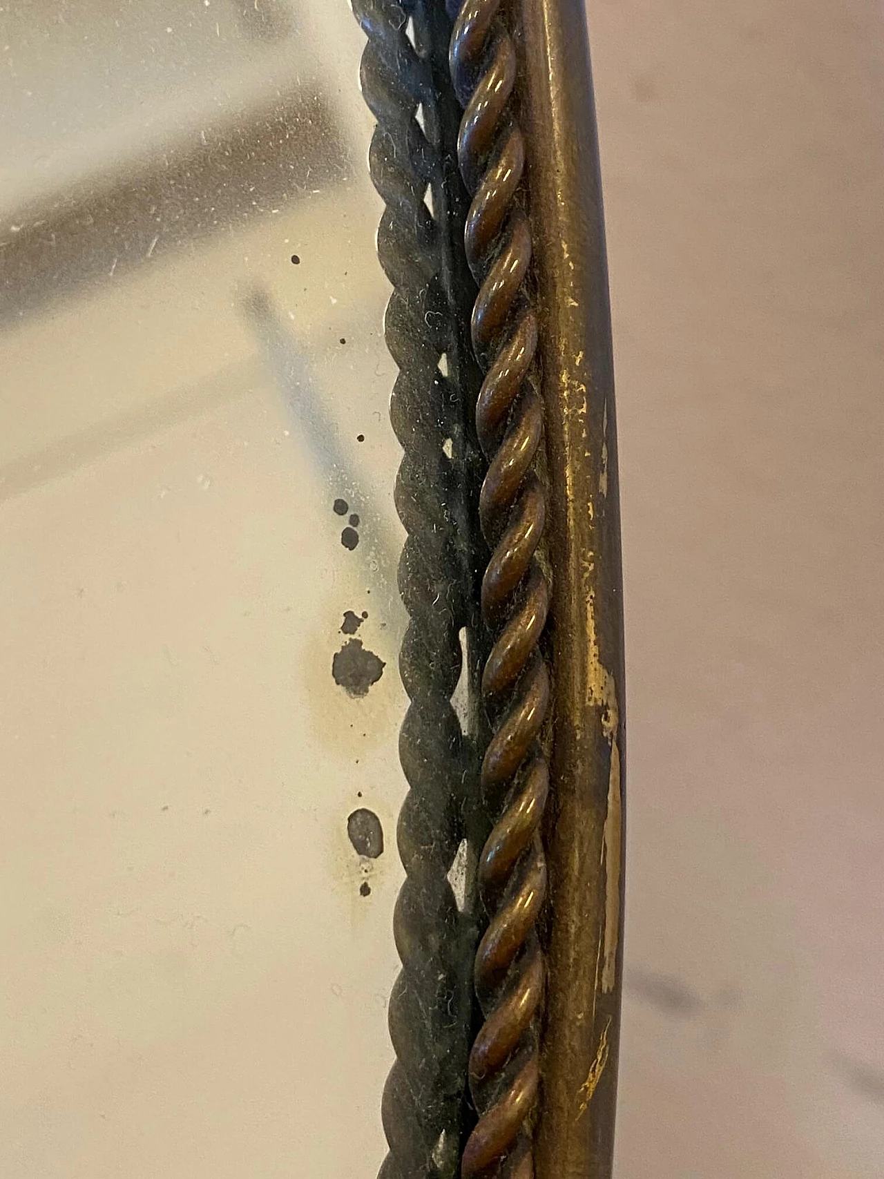 Specchio da tavolo in ottone, anni '50 12