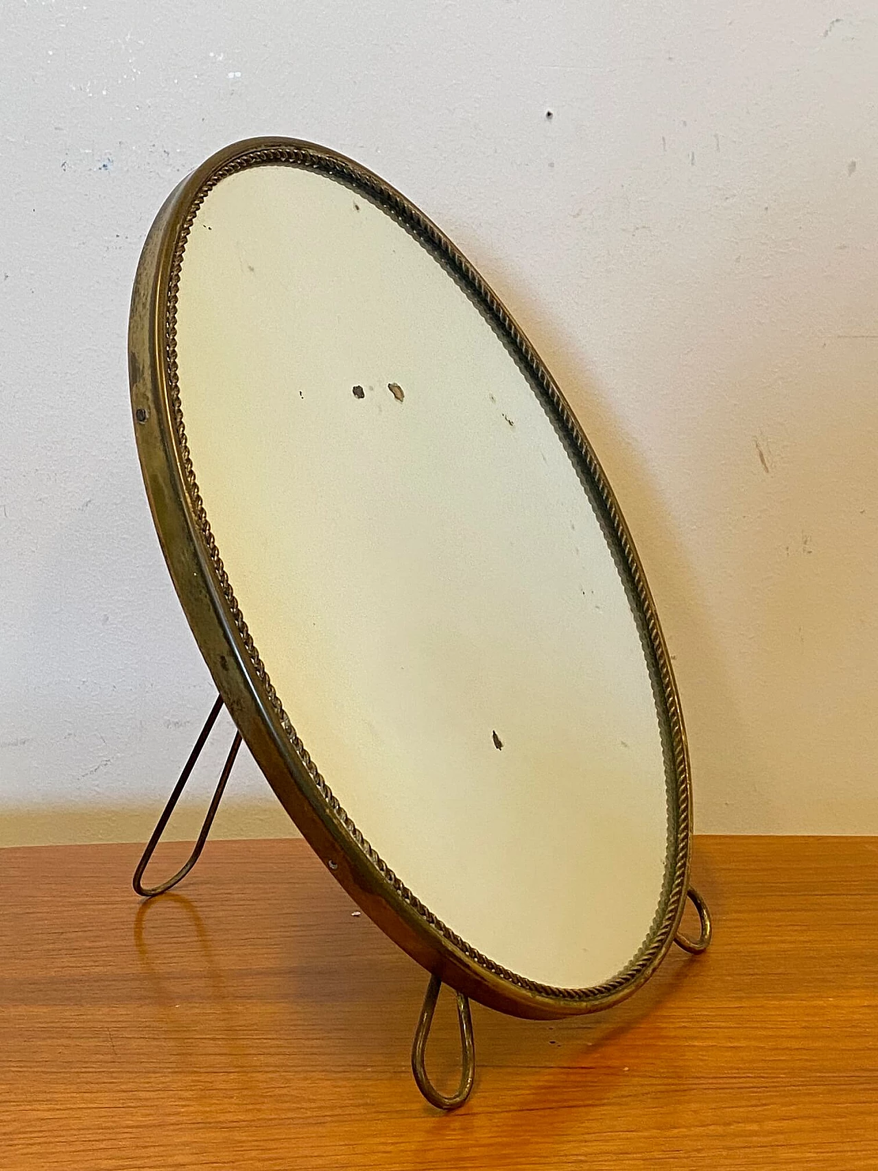 Specchio da tavolo in ottone, anni '50 13