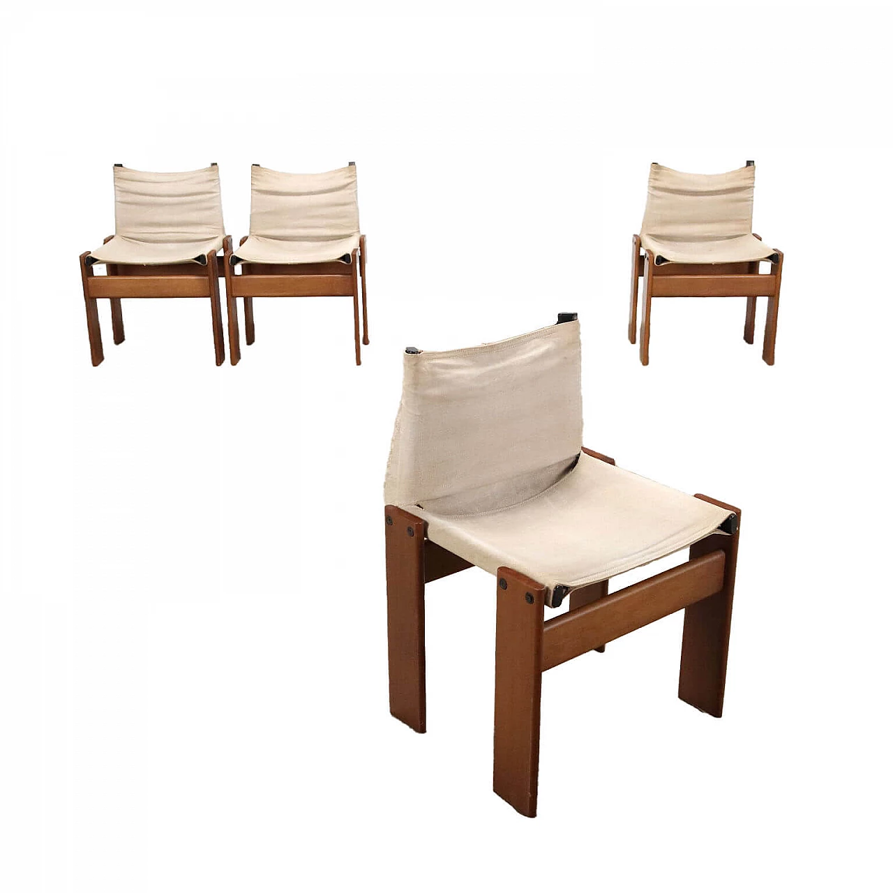 4 Monk Chairs by Afra and Tobia Scarpa for Molteni, 1970s 1
