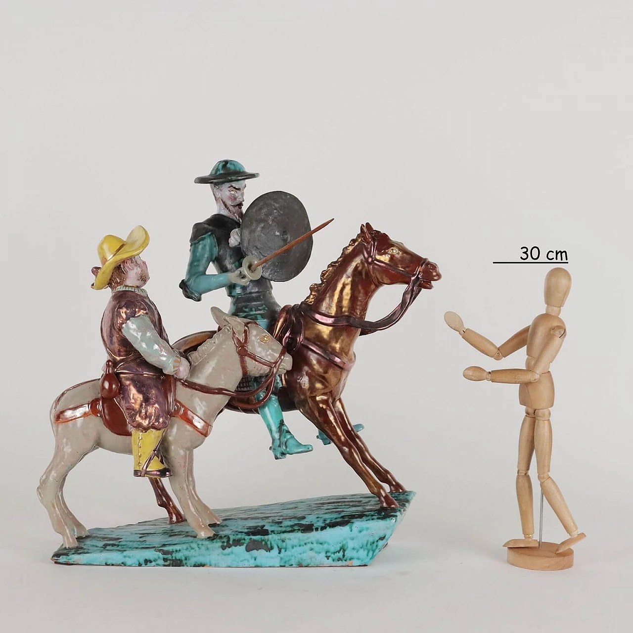 Glazed terracotta Don Quixote and Sancho Panza sculpture by Trevir 3