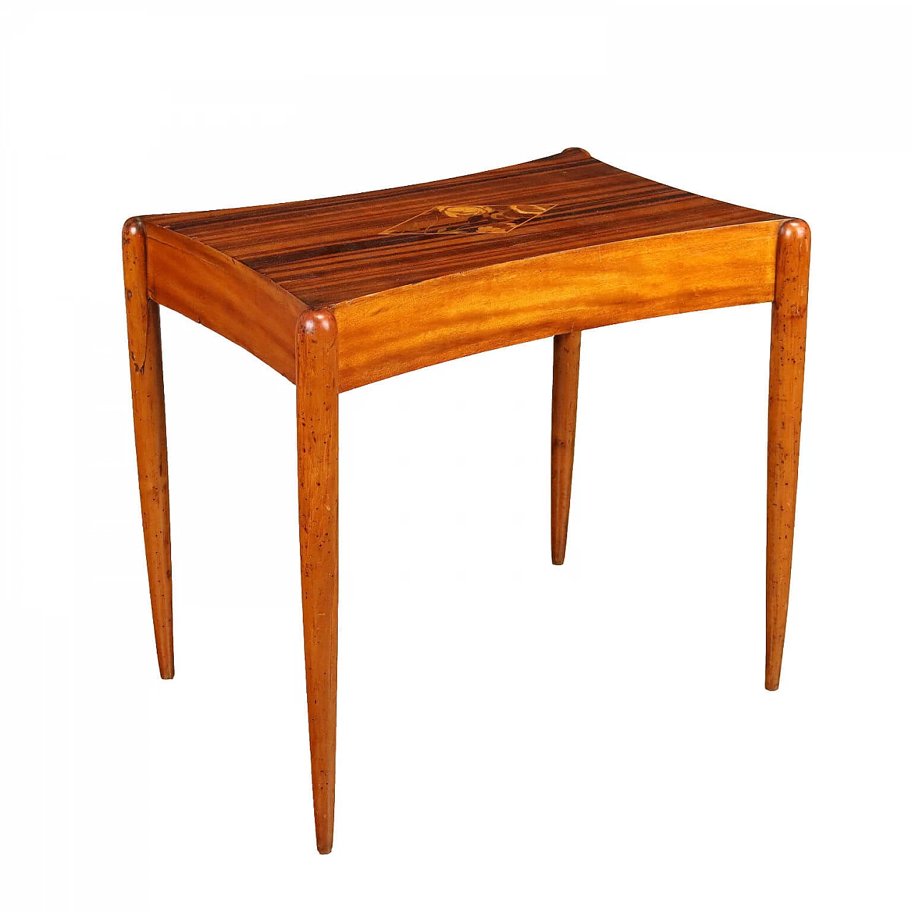 Art Deco pear and exotic wood side table with inlay, early 20th century 1