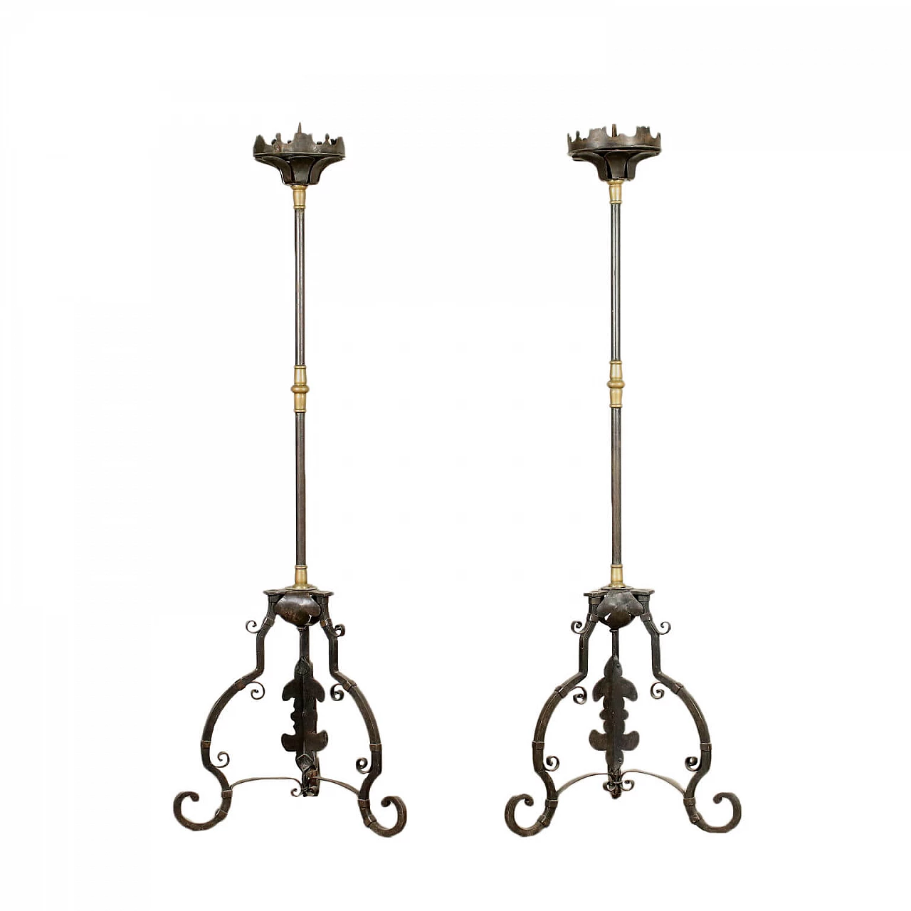 Pair of wrought iron torches, 19th century 1
