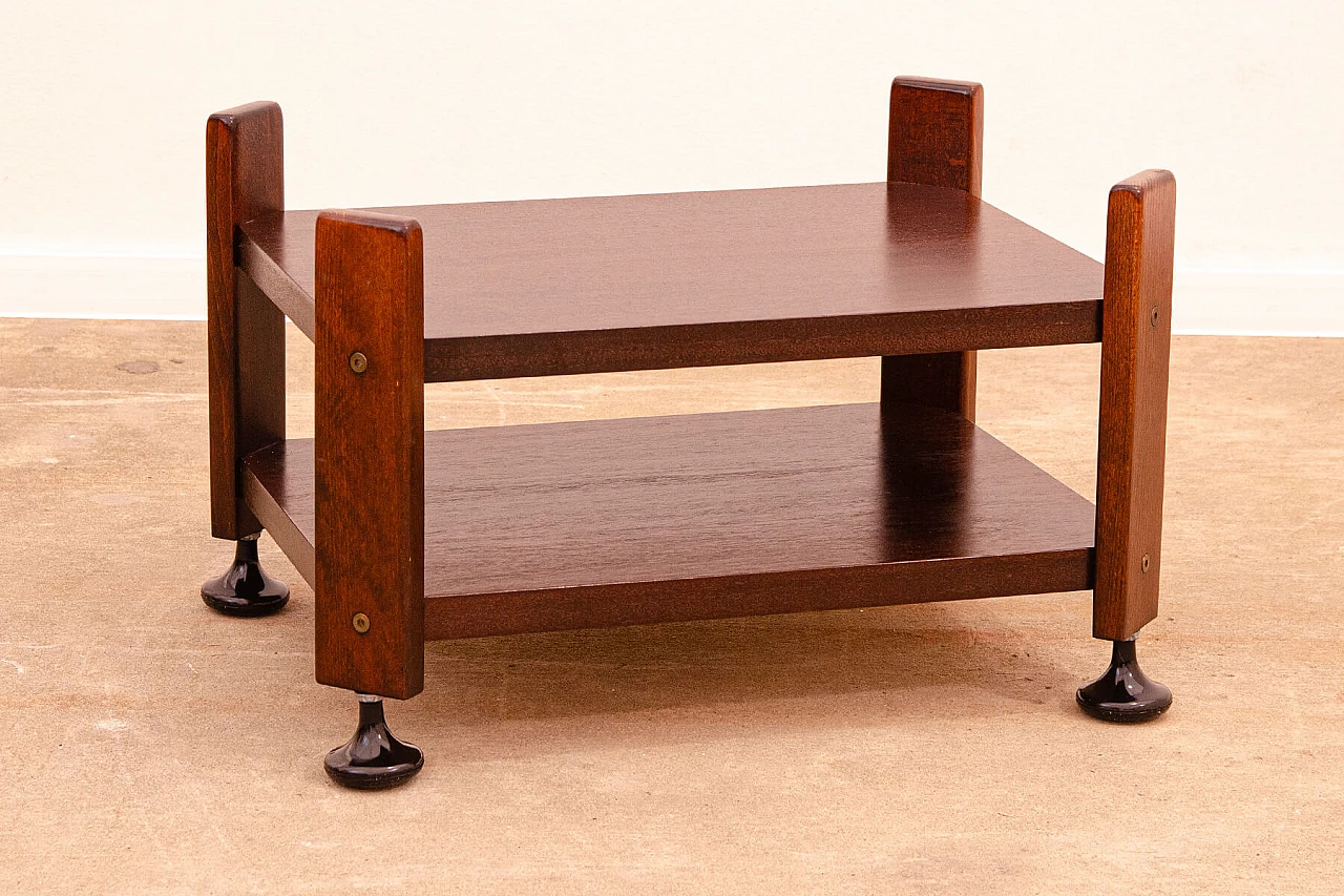 Czechoslovakian mahogany coffee table with casters, 1980s 3