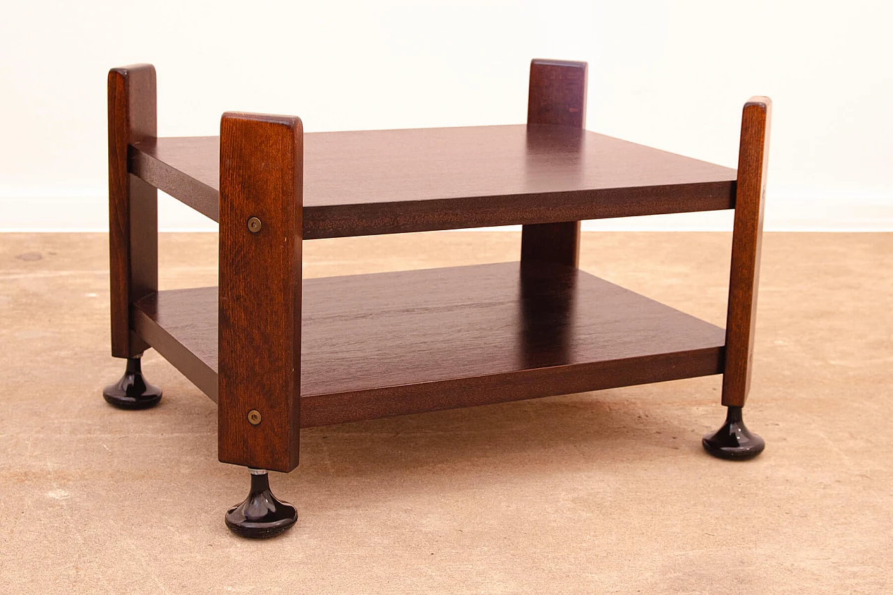 Czechoslovakian mahogany coffee table with casters, 1980s 4