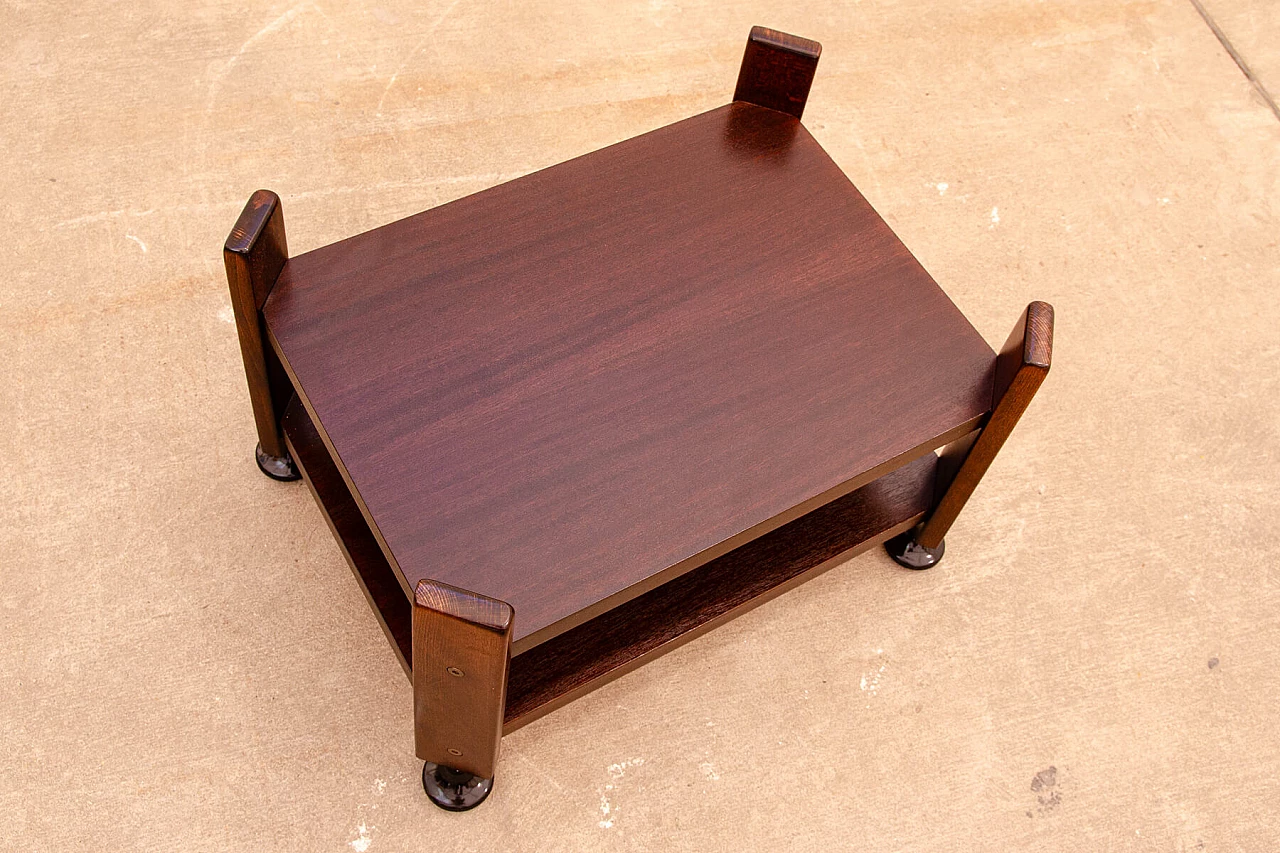 Czechoslovakian mahogany coffee table with casters, 1980s 5