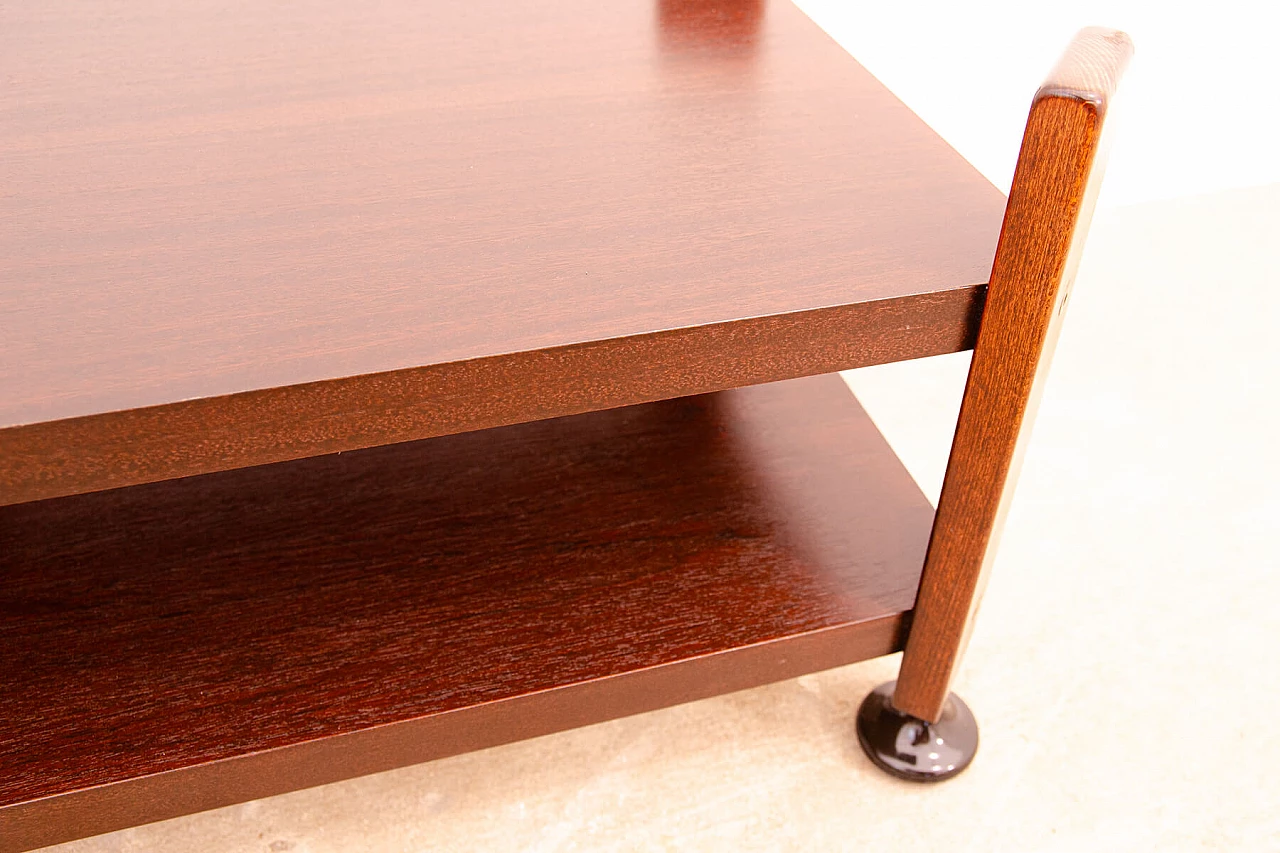 Czechoslovakian mahogany coffee table with casters, 1980s 7