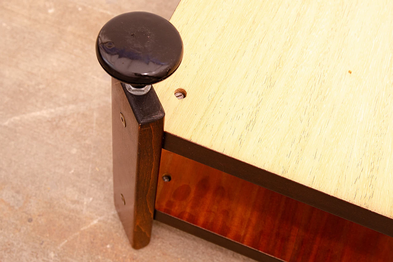 Czechoslovakian mahogany coffee table with casters, 1980s 9