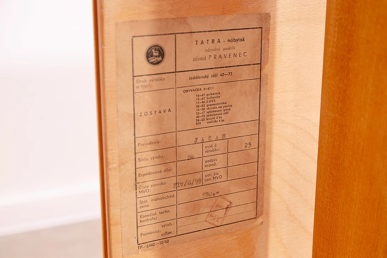 Ash extendable table by František Jirák for Tatra Nabytok, 1960s 20