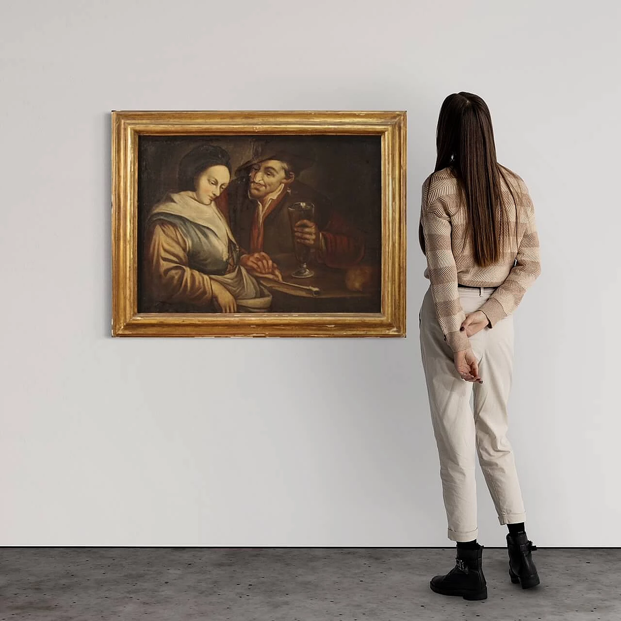 Tavern interior scene, Flemish oil painting on canvas, 18th century 1