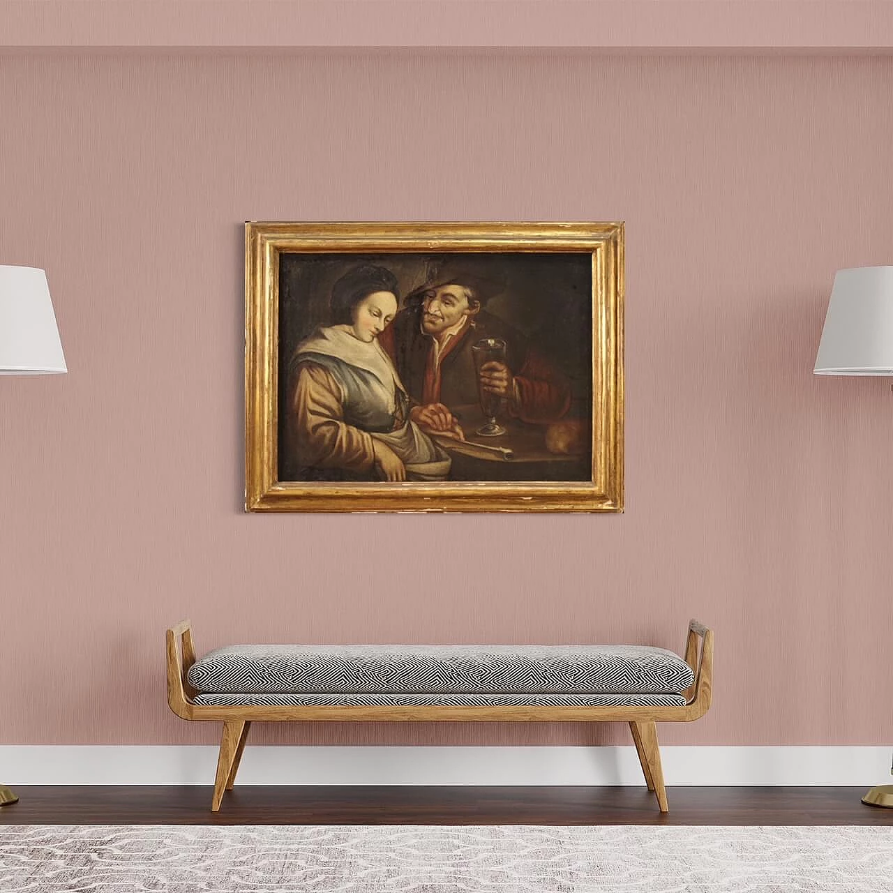 Tavern interior scene, Flemish oil painting on canvas, 18th century 4