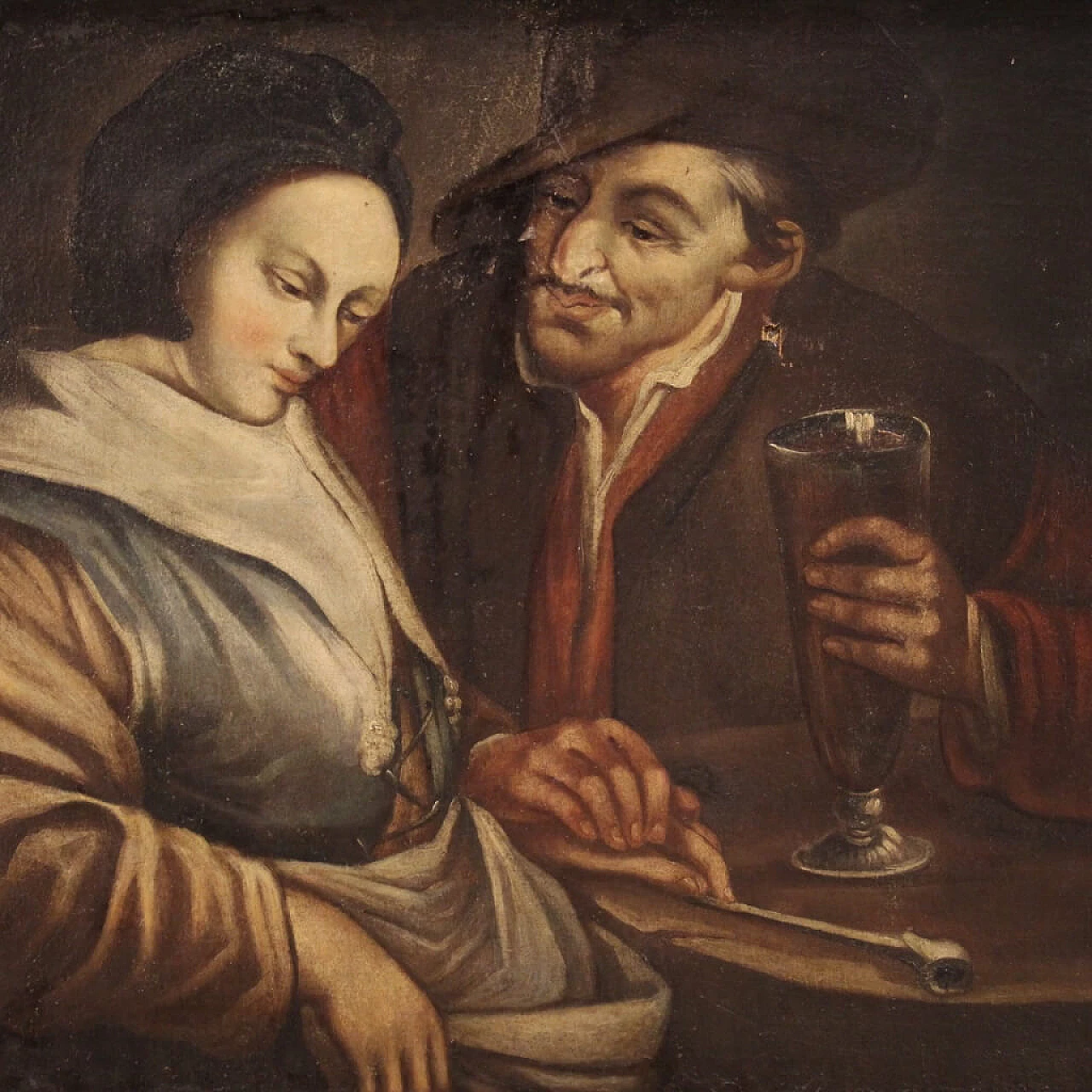 Tavern interior scene, Flemish oil painting on canvas, 18th century 5