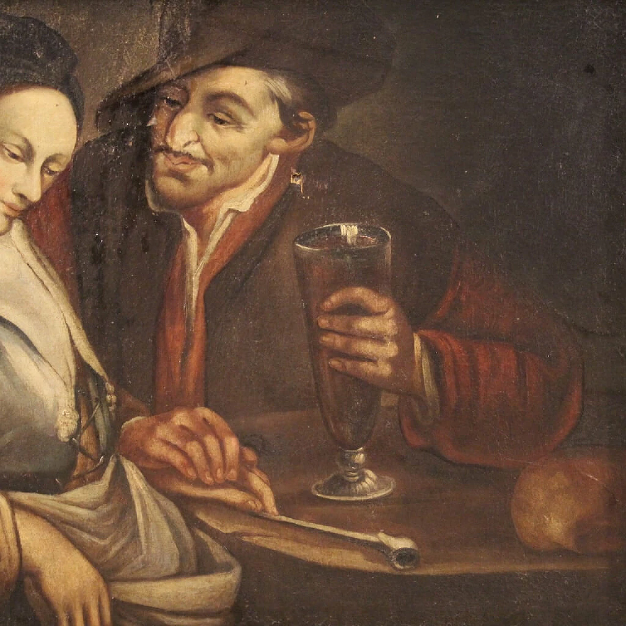 Tavern interior scene, Flemish oil painting on canvas, 18th century 13