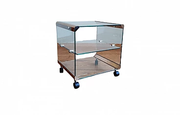 Glass and chromed metal bar cart by Gallotti&Radice, 1970s